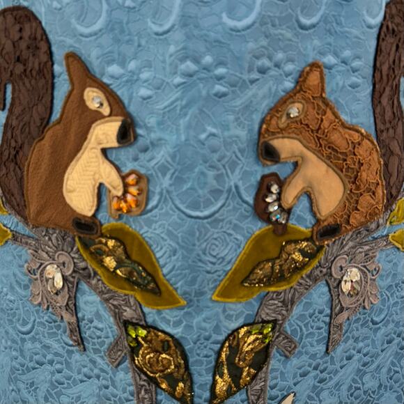 Dolce & Gabbana Jacquard Embellished A-Line Skirt Squirrel Blue 40 US4 NWT - Picture 4 of 15